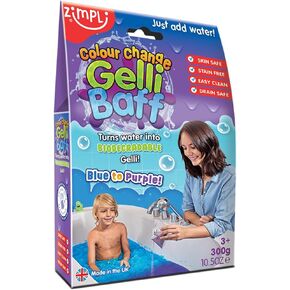 تغيير اللون Gelli Baff Blue إلى Purple من Zimpli Kids ، يحول الماء إلى غو سميك ، ملون ، لعبة Diy Creative Creative ، ألعاب Tuff Matry
