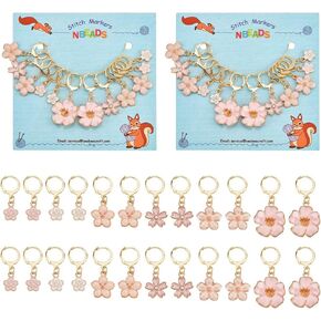 nbeads 24 pcs 6 أنماط علامات غرزة زهرة ، سحر المينا الكروشيه سحر الخوخ/البرقوق/زهر غرزة علامة الحياك
