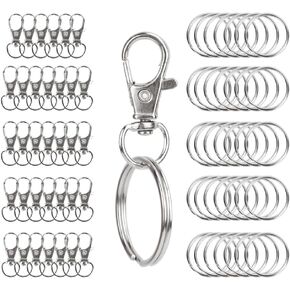 70pcs مشابك مخلب جراد البحر المعدنية الممتازة مع حلقات رئيسية ، 35pcs دوارة حبل الحبل المفاتيح خطافين مفاتيح الخطاف وخواتم 35pcs ، قفل للحرف الفنية ، صنع المجوهرات ، طوق الحيوانات الأليفة