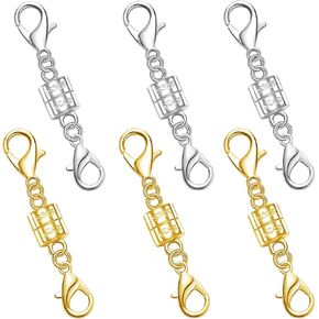 925 Silver Double Lobster Magnetic Necklace Clasps,Magnetic Jewelry Clasps for Necklaces Extender Bracelet Clasps and Closures (3silvery)