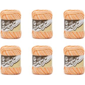 كريمة Lily Sugar'n الحجم الأصلي الفائق ، غزل Tangerine الصلبة - 6 حزمة من 4oz/113g - 100 ٪ من القطن - #4 الصوفي (المتوسط) 190 ياردة - الحياكة/الكروشيه