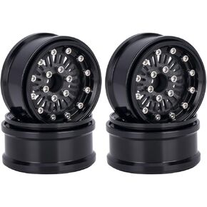 1.9 beadlock Wheels - 10mm Deep Dish Negative Offset Wheels for 1/10 RC Crawler SCX10 TRX4 VS4-10 Gen8, W1952 (Black A)