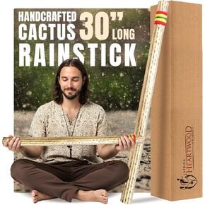 Africa Heartwood Project 30" Chilean Cactus Rainstick Musical Instrument with Yarn wrap and sealant - Authentic Rain Stick from (TM)