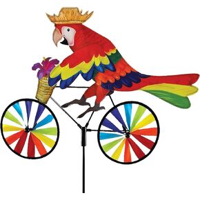 Bike Spinner Parrot 20" – Colorful Tropical Bird Design, Weather-Resistant Outdoor Decor, Durable & Lightweight for Patios, Yards, and Gardens - Eye-Catching Wind Spinner with Rotating Wheels