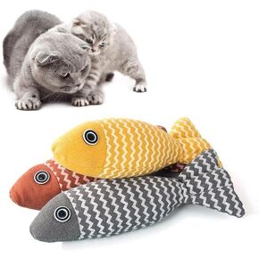 3pcs Cat Toys Fish ，3 Pack Catnip Sound Toys Soft Plush Kitten Toy ，Cute Interactive cat chew Toy Suitable for All Breeds