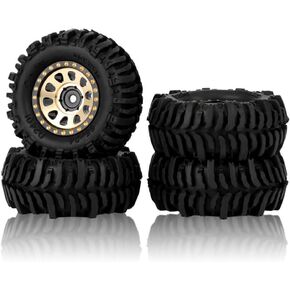 عجلات الإزاحة السلبية SCX24 1.0 عجلات Beadlock مع حافات نحاسية ناعمة 55 ملم لـ 1/18 1/24