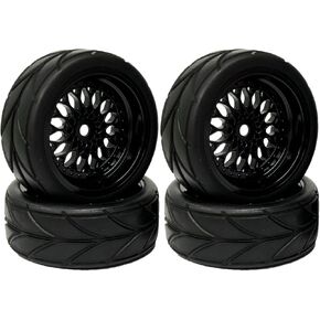 4pcs 64mm RC على إطارات مطاطية على الطريق وحافات طلاء بلاستيكية مجموعة بديلة جزء من 1/10 RC Run-Flating Racing Drift Car Tyre (6spoke-Silver ، الإزاحة: 6 مم)