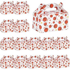 VGOODALL 16PCS Party Favor Boxes,6.1×3.5×3.3 inch Basketball Paper Gift Boxes With Handle Snack Bags for Sports Birthday Party Decorations