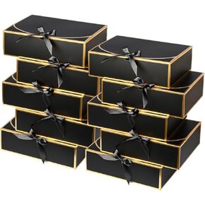 WLUSEAXI 10 Pack Gold Foil Gift Boxes with Lids, 10.6x7.8x3.1Inch Luxury Bridesmaid Proposal Box, White Gift Boxes for Presents, Wedding, Baby Shower, Birthday Party