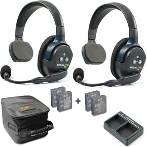 EARTEC UL2S ULTRALITE-HD 2 فرد كامل نظام الاتصالات الداخلية اللاسلكية بالكامل ، سماعات الرأس الأذن الفردية ، نطاق يصل إلى 1000 قدم ، شركة الولايات المتحدة-تشمل حزمة بطاريتين إضافيتين