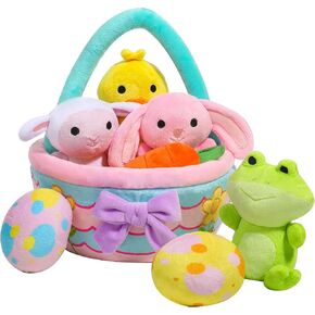 JOYIN 8 Pcs Basket for Easter Plush, Original Style Basket Stuffers, Plushies Playset for Party Favor, Decorations, Easter Gifts for Baby Kids