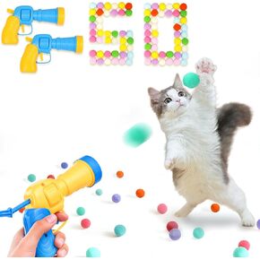 Kalimdor Cat Toy Ball Launcher ، ألعاب Cat Interactive للقطط الداخلية للقطط البالغة مع كرات فخمة ، لعبات القطة الداخلية (2 قاذفة 50 كرات)