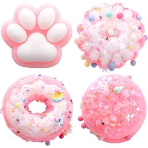 4 PCS Taba Squeeze Toys Kawaii Squi Sheies Toys Toys Toys Toys Toys Conte Donut Mochi Toys for Party Favors ، Higds for البالغين (أسلوب مختلط)
