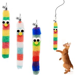Cat Wand Toy Refills Worms with Big Eyes, Kitten Wand Replacements Worms, Cat Toy Attachments for All Cats