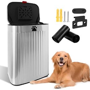 Dog Waste Trash Can Wall Mounted, 2.1Gal Small Outdoor Trash Can with Lid, Hanging on Fence, Dog Poop Bucket with 40 Bags, Inner Waste Bin, White in Kuwait