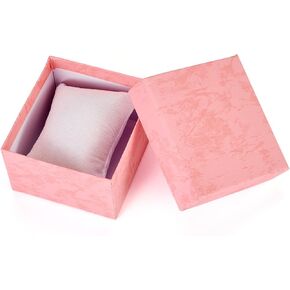 kissitty 12pcs صناديق المجوهرات الوردي الوردي التعبئة والتغليف الورق الشريط القوس مع وسادة في الداخل لحضور حفلات مجوهرات أعياد الزفاف حلقات أقراط