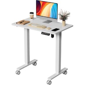 JOY worker Small Electric Standing Desk, 31.5" x 20" Whole Piece Height Adjustable Desk and Lockable Stem Caster Wheels