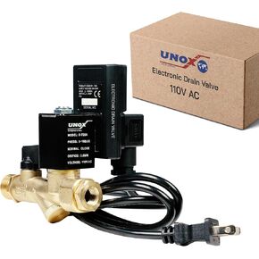 Unox Electronic Drain Valve 1/4" - 1/2" NPT 110/120V AC, Automatic Timed Drain Valve for Compressed Air, Tank Drain Valve, with 1.8 meter cable