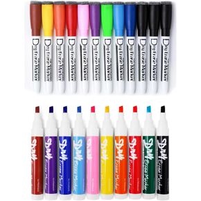 البركان علامات مسح الجفاف المغناطيسي نصيحة نصيحة ألوان متنوعة 12 PCS + تلميح إزميل ألوان 10 PCS حزمة - علامات الطرف المزدوج ، مثالية للألواح البيضاء ، المكتب ، الفصل الدراسي