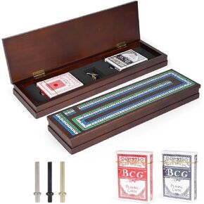مجموعة ألعاب لوح خشبية من Cribbage ، لوحة خشبية متميزة مع قفل مغناطيسي وترويجات معدنية ، لعبة بطاقة Cribbage - مجموعات لعبة Cribbage المحمولة السفر للعائلة