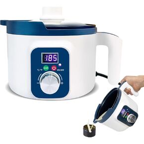 KQU Electric Wax Melting Pot for Candle Making, Wax Melter with Digital Temperature Display, Non-Stick Candle Making Pouring Pot with Spout and Automatic Constant Temp Control