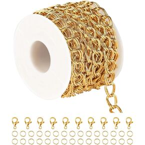 UMAOKANG Stainless Steel Jewelry Chains for Jewelry Making, Double Layered Twist Curb Chain Bulk Men and Women Silver Necklace Bracelet Chain DIY Jewelry Supplies