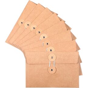 12 PCS kraft charves 5 × 7 بوصة خمر الأظرف مع زر وإغلاق السلسلة ، بطاقات هدية براون غلافية البريدية مطحنة لدعوة البطاقة البريدية للبريست