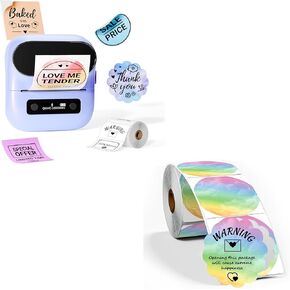 M220 Bluetooth Label Maker, Upgrade 3.14 Inch Sticker Maker Machine, with 1 Roll Labels, Circle Thermal Label for M220 1.96" x 1.96"(50x50 mm), Thermal Sticker Labels for Small Business & Home