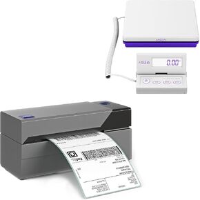 Rollo USB Thermal Label Printer and Scale Bundle - High Speed Direct Thermal Printer for Shipping Packages