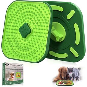 CIICII Dog Lick Mat for Dogs Crate, 2 in 1 Slow Feeder Treat Mat (Large 7.1" Dog Licking Plate + Crate Training Aid) with Silicone Anti-Slip Pad for Dogs/Cats Anxiety Reduction & Boredom Relief