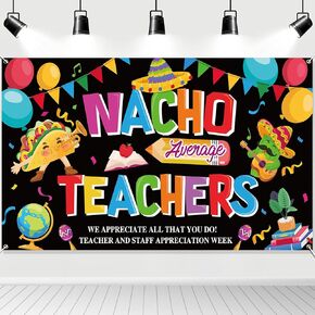 HOWAF NACHO متوسط ​​المعلمين لافتة لافتة المعلمين التقدير ديكورات المدرسة الفصول الدراسية لأشكرك شكر لك المعلمين موظفي BASHDROP لافت