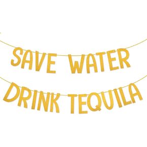 وفر شرب لافتة Tequila ، لافتة Tequila اللامعة ذات الطابع الخلفي خلفية العازبة زخارف حفلات لحفلات فييستا بار ديكور المنزل (الذهب)