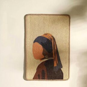 Artistic Sisal Cat Scratcher Post Mat, Ripple Rug for Cats, Natural Sisal Rug, Scratching Pad with artsy design (Loop Adhesive to wall), Cat Litter Mat, Furniture Protector (Pearl Earring)