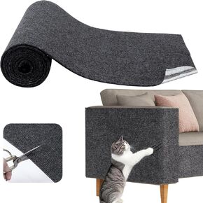 واقي الأثاث Cat Scratch ، 78.7'x15.7 '' ردع وسادة الخدش اللاصقة لأريكة الأريكة والكرسي ، وسادة خدش تسلق القطط DIY للقطط الداخلية (رمادي)