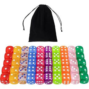 50 Pieces Colored Dice, 6 Sided Dice Set for Board Game Pieces,Game Dice for DND, MTG, RPG, Tenzi, Yahtze, Bunco, Table Borad Games, Teaching Math (50pcs-18mm)