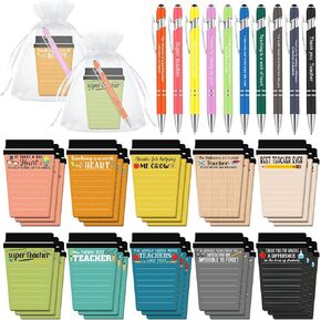 Kosiz 90 Pcs Apple Shaped Teacher Notepad with Pen Teacher Appreciation Gifts Bulk Teacher Sticky Notes Graduation Gift Thank You Gifts for Teacher Office School Classroom Supplies Teacher's Day Gifts
