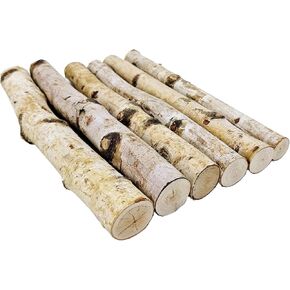 Nature Vibe 12 Inches Birch Logs Set of 6 for Rustic Home Decor,Natural Wood Stick as Fireplace Decor,Unfinished Birch Branches for Decoration or DIY Crafts