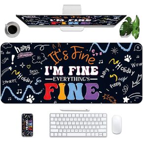 BLESWIN Leather Mouse Pad Protector, Office Desk Mat, Non-Slip PU Leather Desk Blotter, Laptop Desk Pad, Waterproof Desk Writing Pad for Office, Home, Gaming (Flower,35.4" x 15.7")