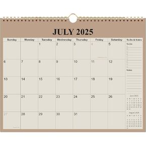 التقويم 2025-2026-تقويم الحائط من يوليو 2025 إلى ديسمبر 2026 ، 2025-2026 مخطط تقويم معلق الجدار مع ورق سميك ، 12 "× 14.5" ، بيج