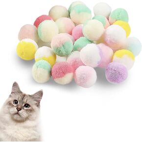 كرات لعبة Cat ، 50pcs Premium Soft Pom Pom Ball للقطط ، 1،2 '' Function Interactive Cat Pompom Toys للقطط الداخلية التي تلعب الكرات الفخمة للزخارف DIY الحرفية ، ألعاب Kitty Citten لطيفة