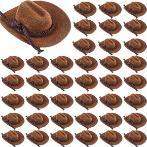 40 PCS Mini Cowboy Hats Mini Western Cowboy Doll Hat for Crafts Doll Dress Up Dollhouse Birthday Party Decorations Favors