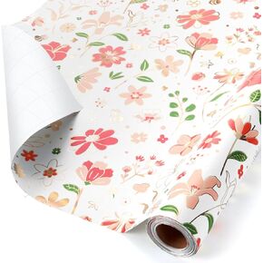Wernnsai Pink Floral Gift Paper Paper Roll - 1 Roll 17 "× 33 قدمًا عتيقة الورق الورق الزفاف الزفاف دش الزفاف