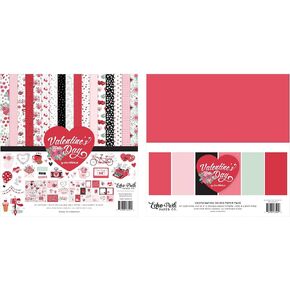 Echo Park Paper Collection Bundle: Valentine's Day 12 x 12 Collection Kit + Valentine's Day 12" x 12" Solid Paper Pack