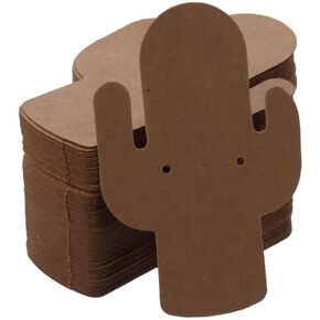 DIYHUB 200PCS CACTUS CORRING CARDS BROWN حلق بطاقات عرض كرافت معلقة معلقة بطاقات العرض معروضة بطاقات المجوهرات لـ DIY