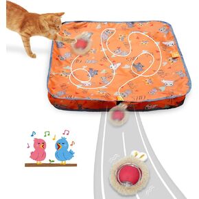 Interactive Cat Toys for Indoor Cats, Rechargeable Moving Ball in Pouch with 3 Speed Modes, Fun Kitten Toy for Bored Adult Cats