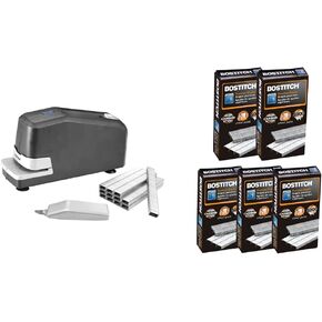 Bostitch Office Impulse 30 Sheet Electric Stapler Value Pack - Heavy Duty, Black (02638) & Bostitch Standard Staples, 1/4" Length,Full Strip Staples, 5000 Per Box, 5-Pack