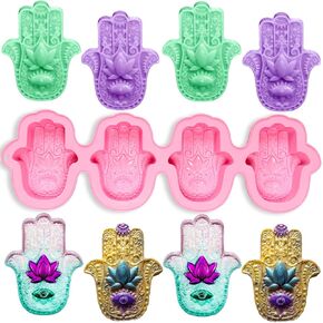 Actvty Hamsa Silicone Soap Molds, 4 Cavities Hand of Fatima Silicone Molds, Palm Amulet Mold for DIY Soap, Candle, Bath Bombs, Chocolate, Cake Decoration, Resin Casting