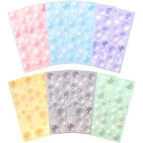 12 Sheets/336 Pcs Colorful Bubble Stickers-Laser Dot Stickers of Bubble Self Adhesive Photocard Stickers for Photocards Scrapbook