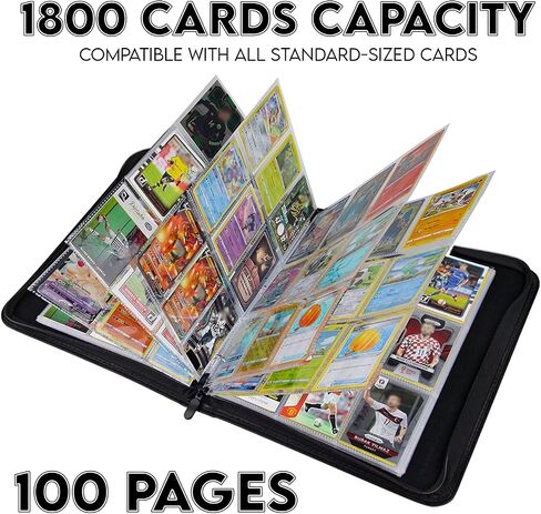 1800 Pockets Trading Card Sleeves, Premium 9-Pocket 100 Pages, Double-Sided Baseball Sleeves, Protectors Sheets for TCG Card Storage - Fits 3 Ring Binder (100 Sheets) in Saudi Arabia