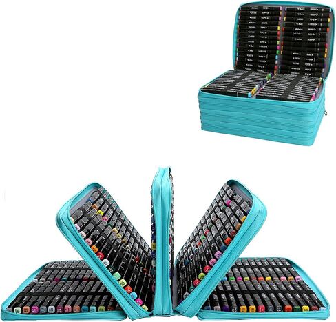 Black Marker Case, 224 Slots Alcohol Marker Case Markers Carrying Bag Holder for Art Sketch Marker, Permanent Paint Marker, Dry Erase Marker, Repair Marker Pen, Color Highlighte Art Supplies in Saudi Arabia